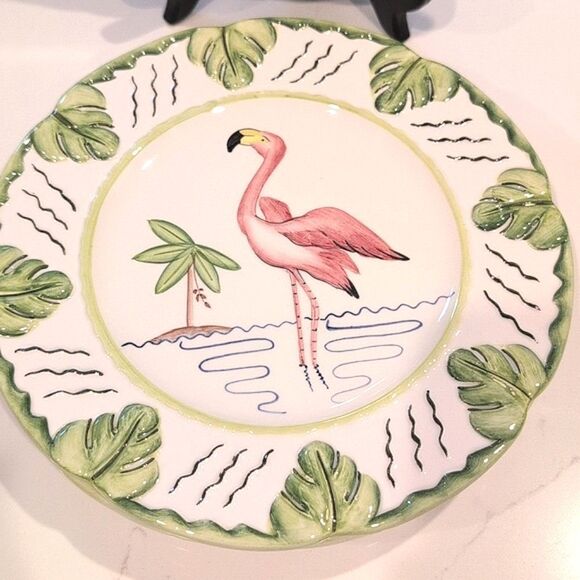 Vintage Mariposa 8.5" Flamingo Plates Hand Painted by Jilly Walsh Made In Italy - Picture 2 of 12